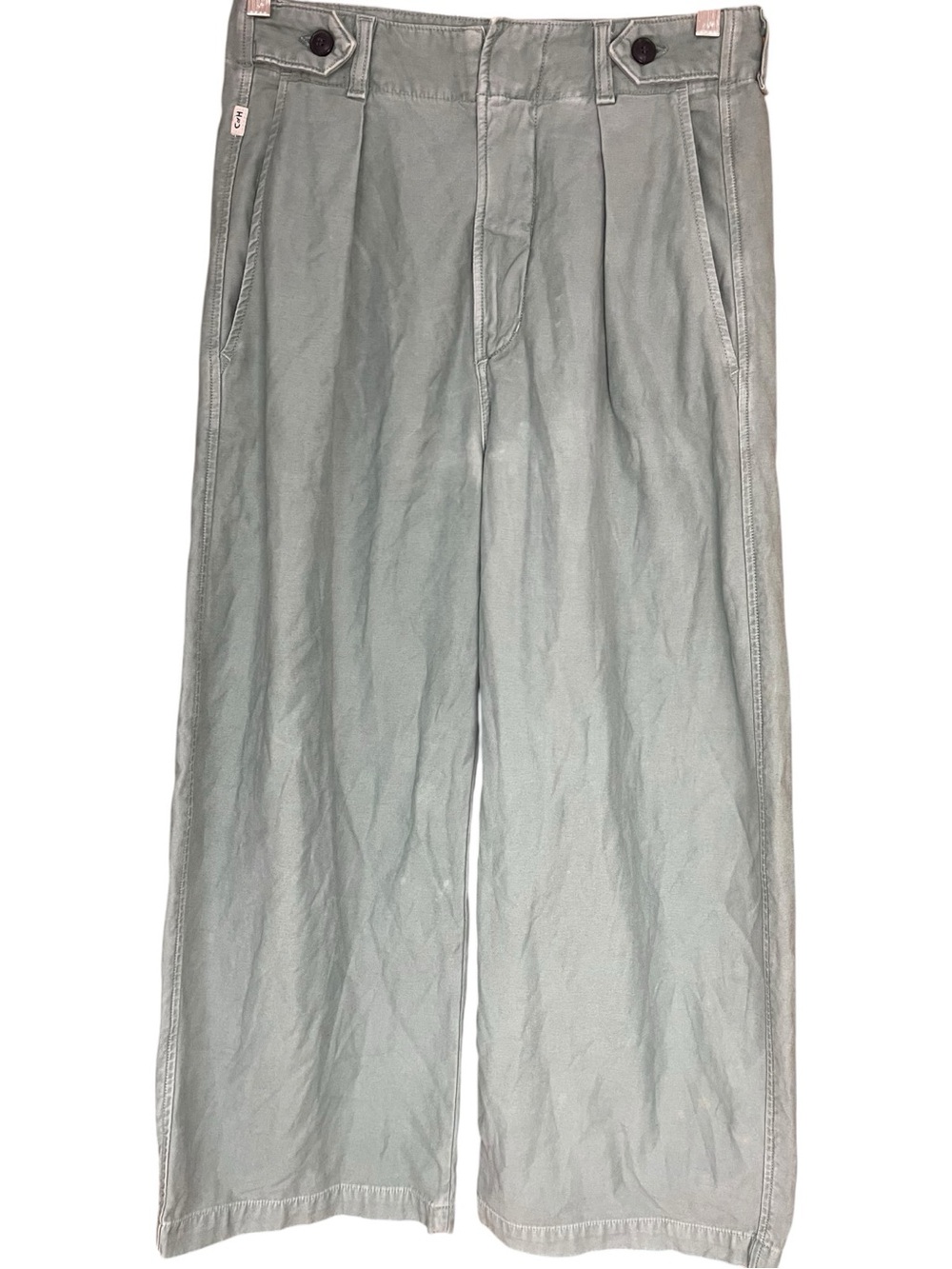 Citizens of Humanity Payton Pleated Crop Wide Leg Trousers Pants Sage Green
